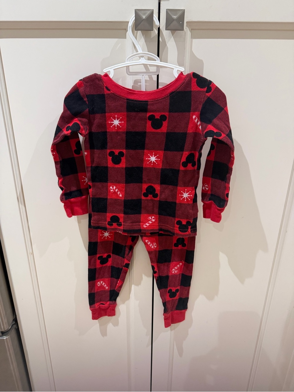 Disney Mickey Mouse 3t Kids Red & Black Buffalo Plaid Pajama Set